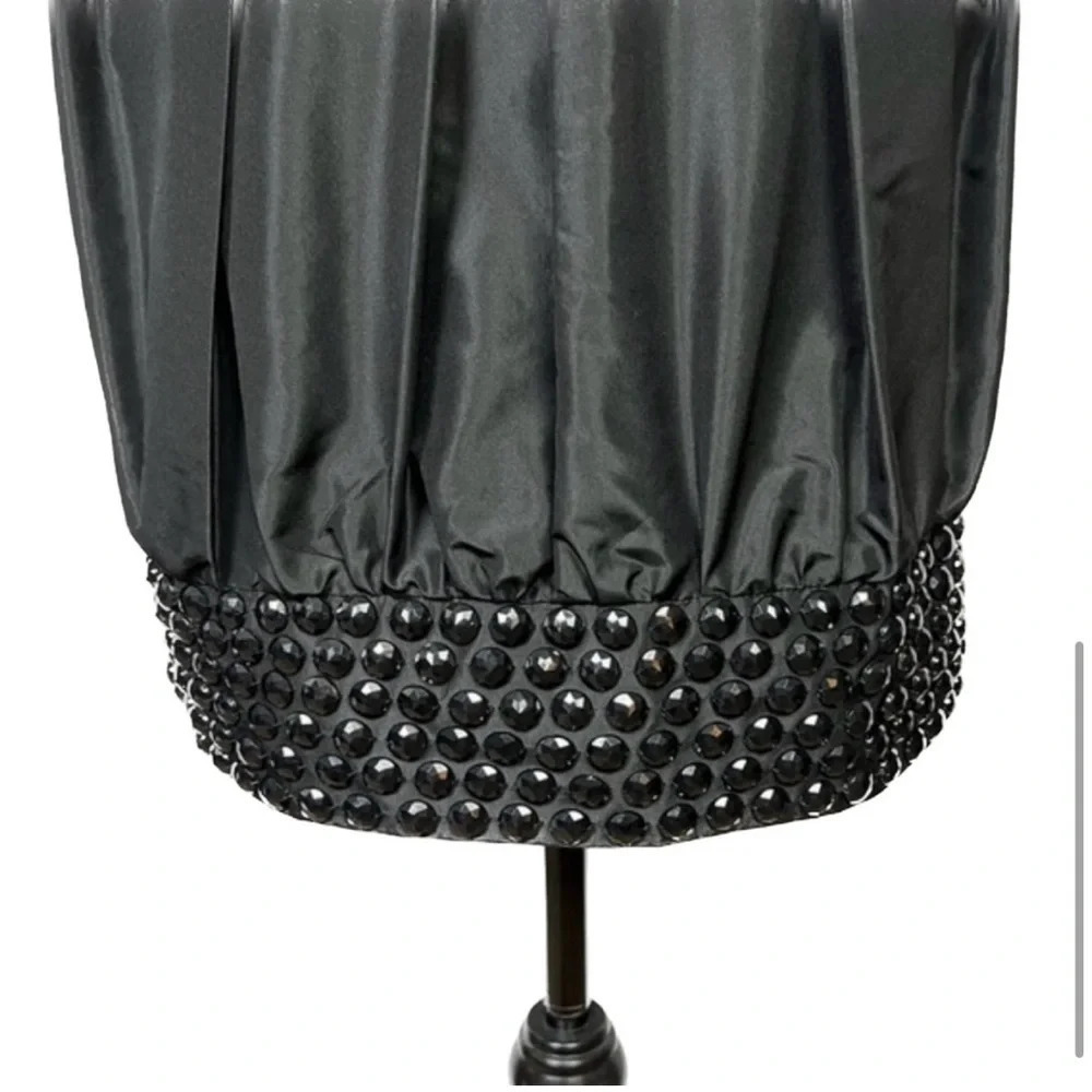 Bebe silk beaded bubble hem mini dress in black - size XS - Picture 9 of 15